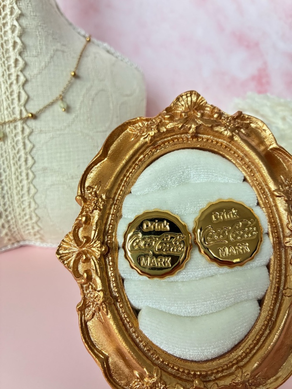 18k Gold plated Coca-Cola Mark Coin Earrings - Vintage Logo